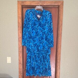 LS Collections Blue Patterned Dress